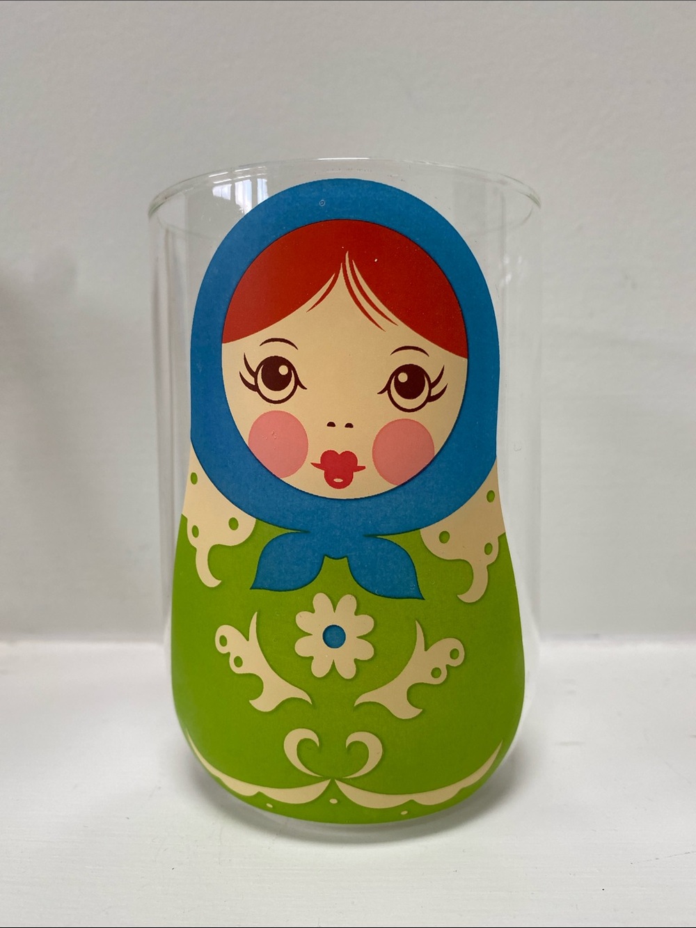 Babushkups Fred Clear Glass Bowl with Lime Green Accent